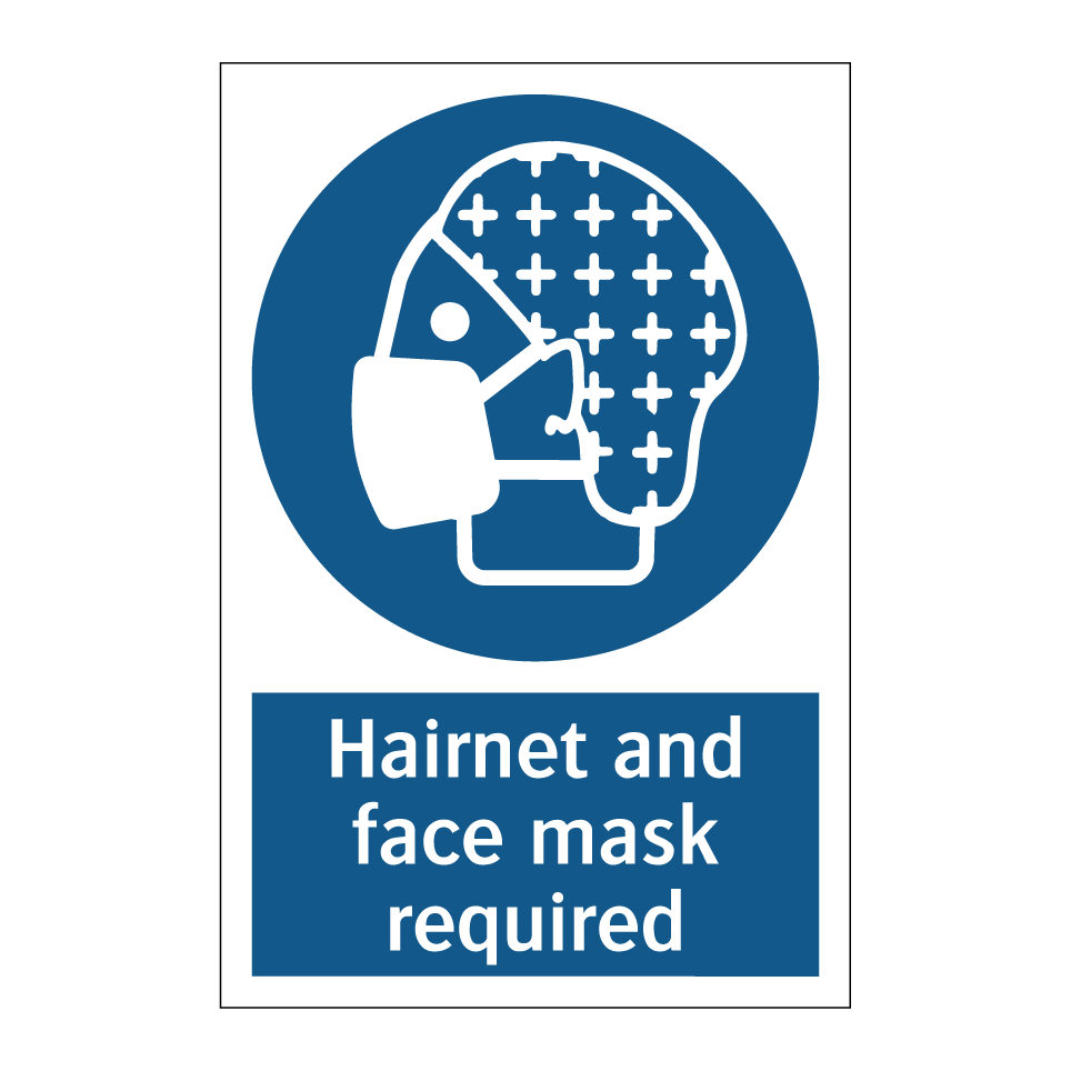 Hairnet and face mask required