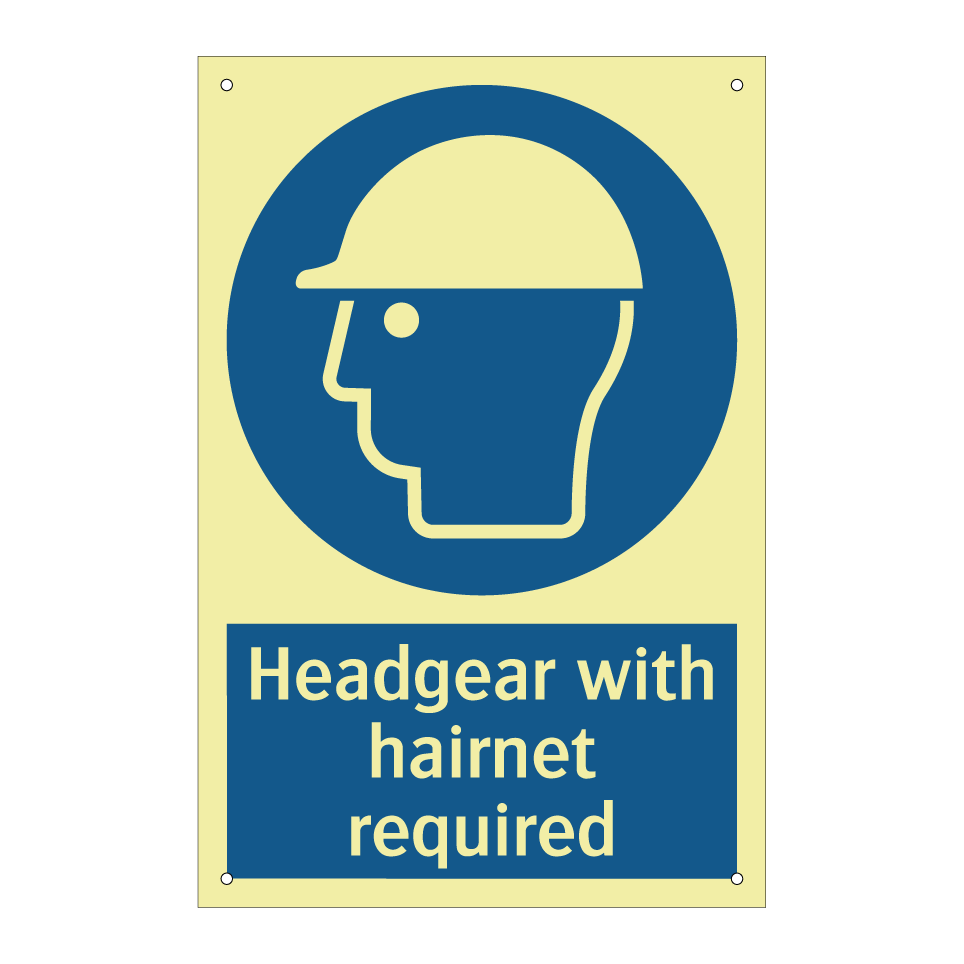 Headgear with hairnet required