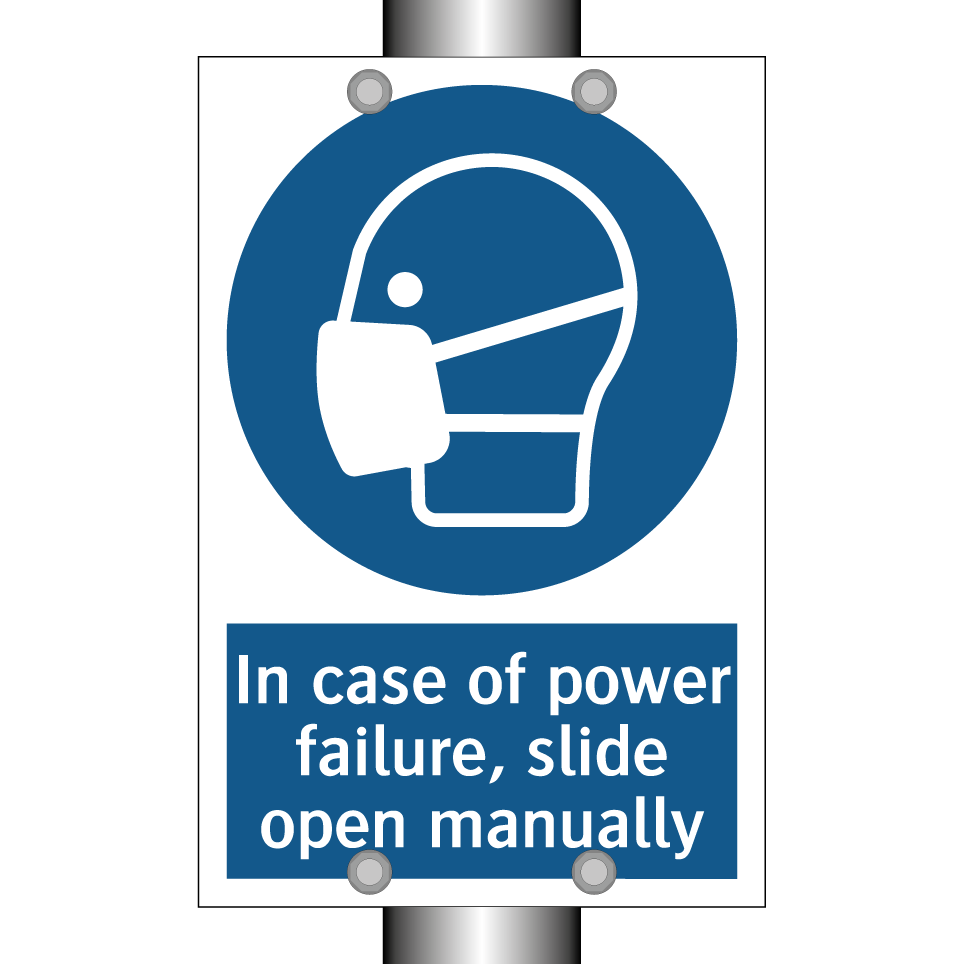 In case of power failure, slide open manually