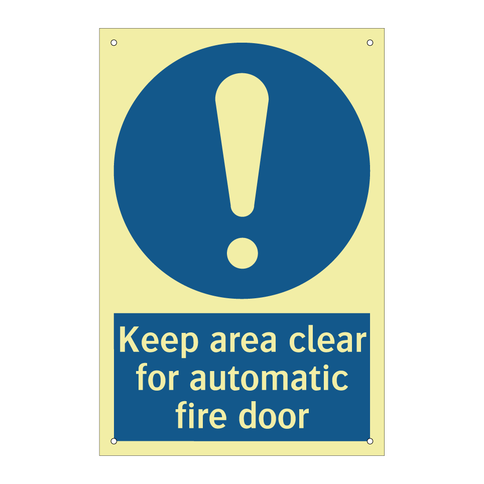 Keep area clear for automatic fire door