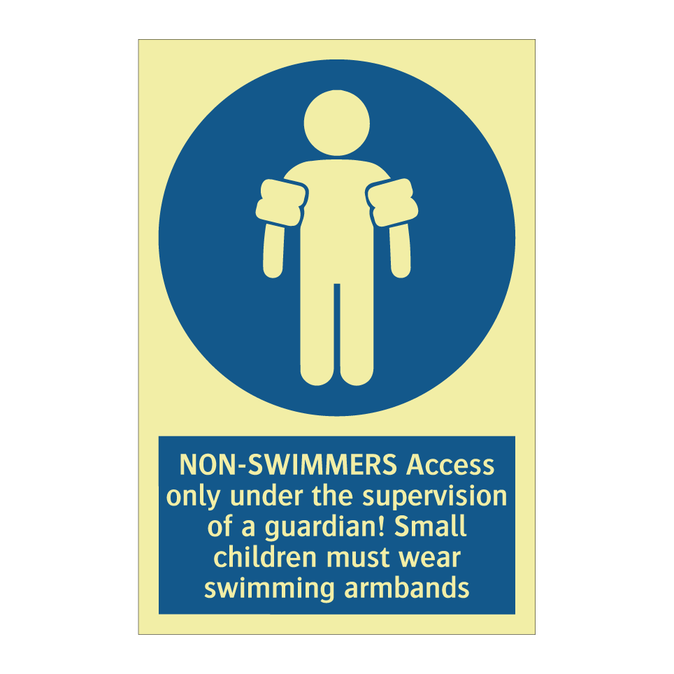 NON-SWIMMERS Access only under the supervision of a guardian! Small children must wear swimming armbands