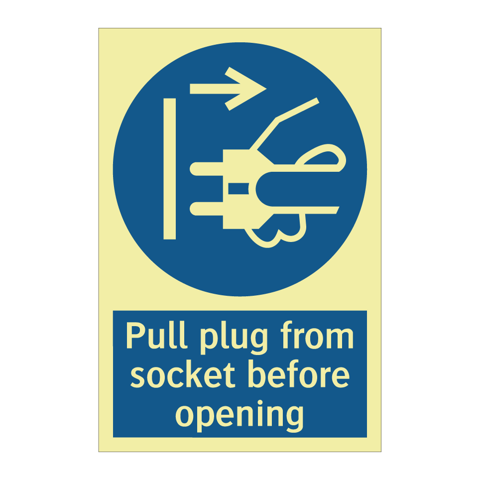 Pull plug from socket before opening