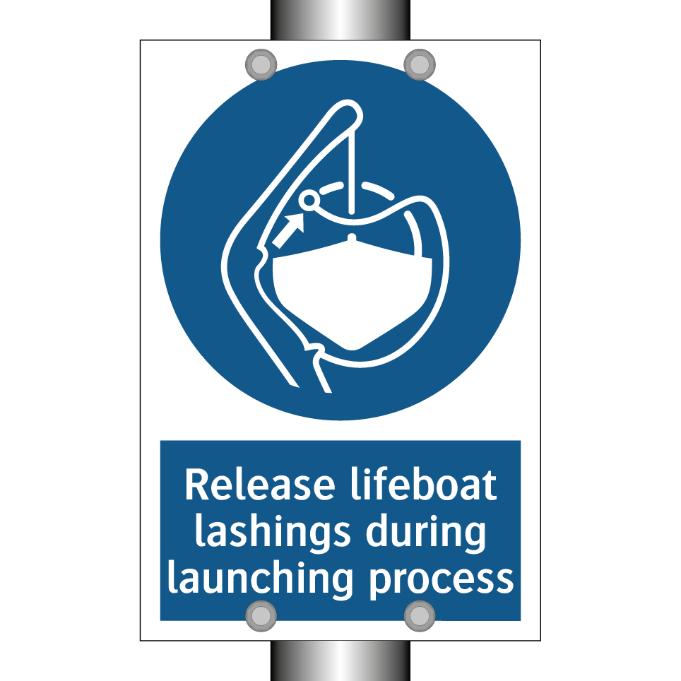 Release lifeboat lashings during launching process