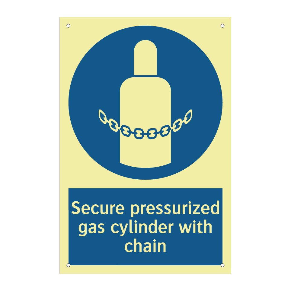 Secure pressurized gas cylinder with chain