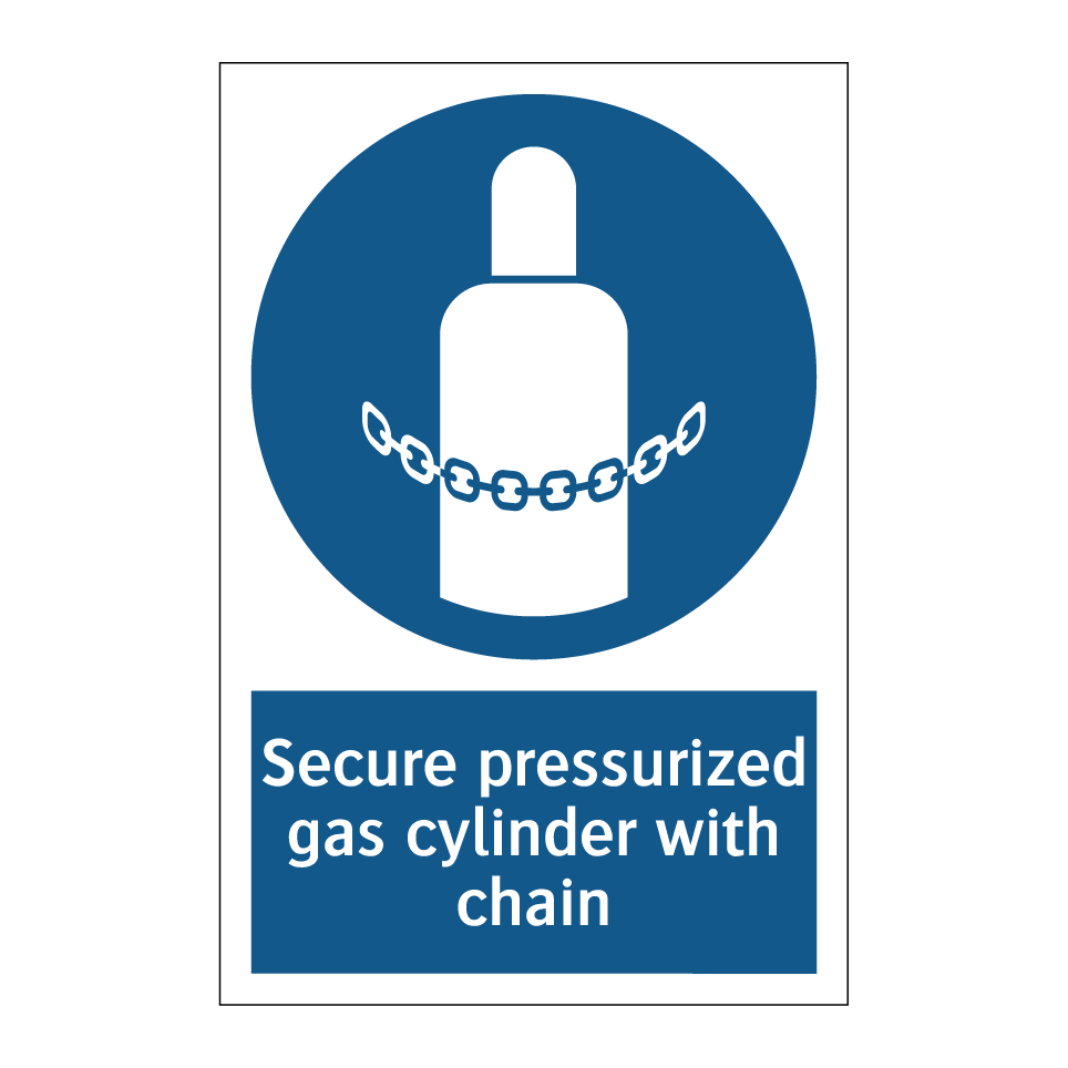 Secure pressurized gas cylinder with chain