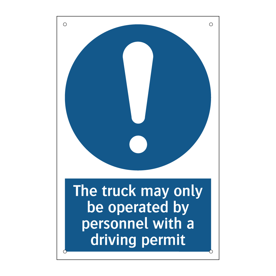 The truck may only be operated by personnel with a driving permit