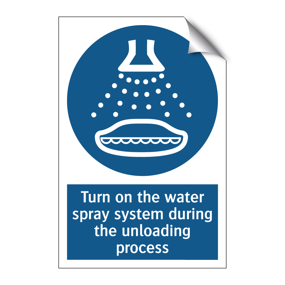 Turn on the water spray system during the unloading process