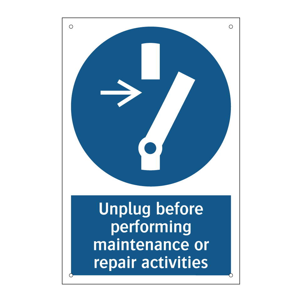 Unplug before performing maintenance or repair activities