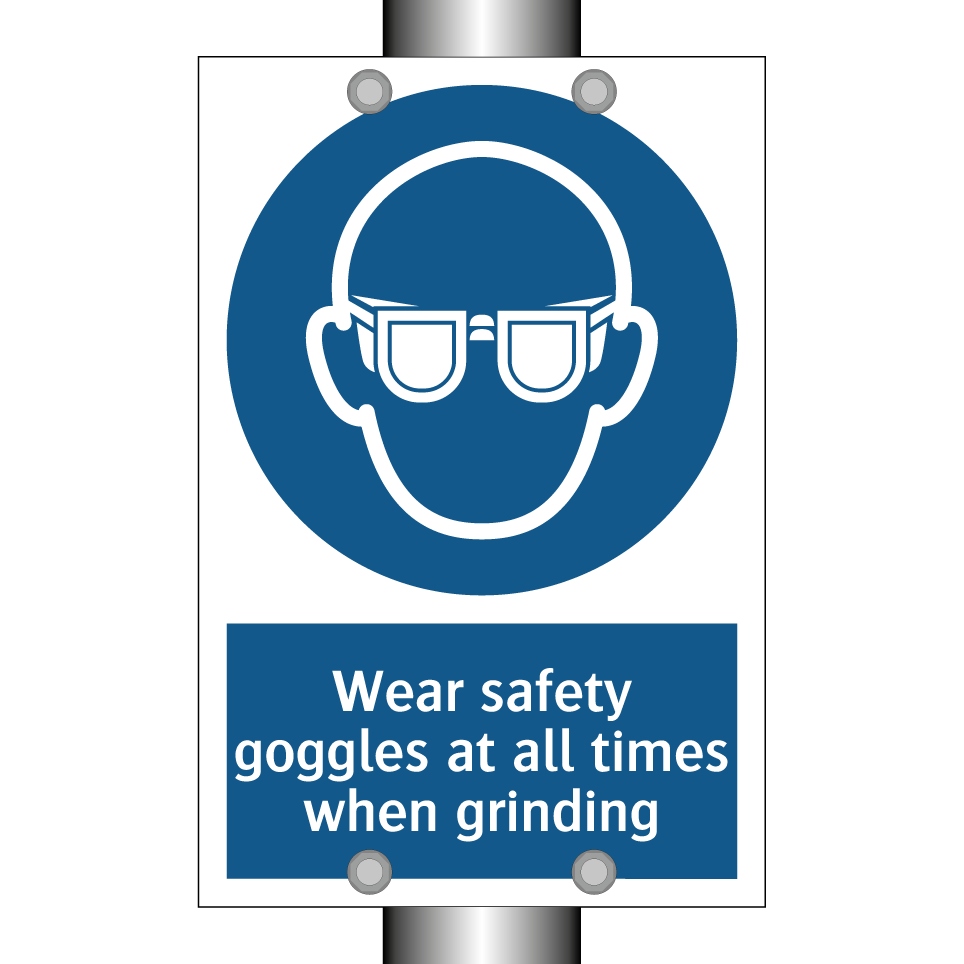 Wear safety goggles at all times when grinding