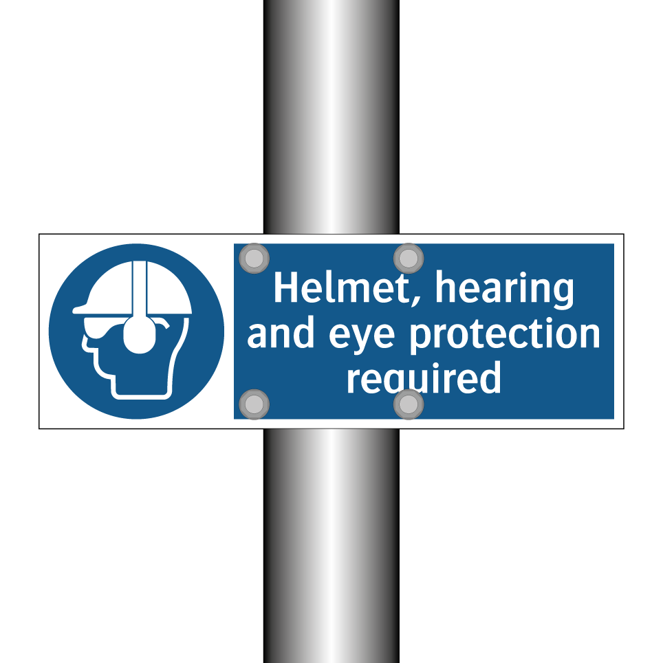 Helmet, hearing and eye protection required