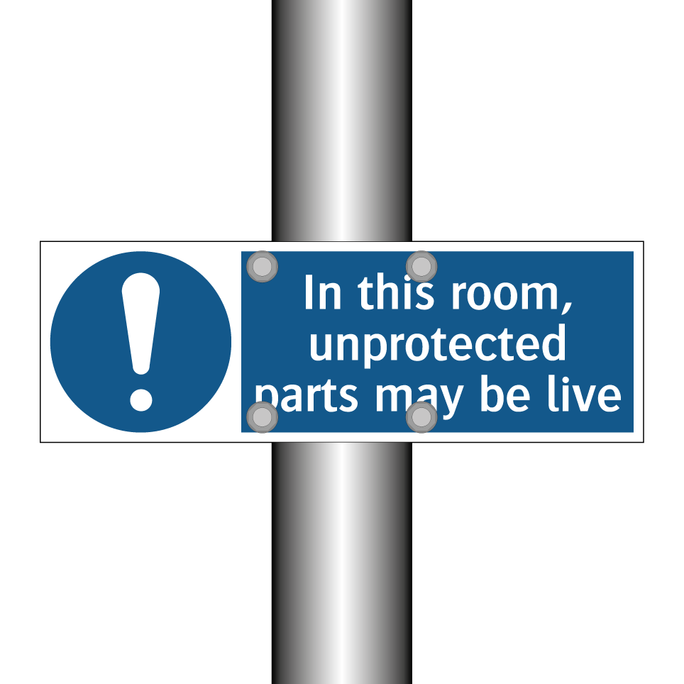 In this room, unprotected parts may be live