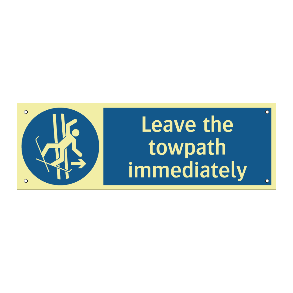 Leave the towpath immediately