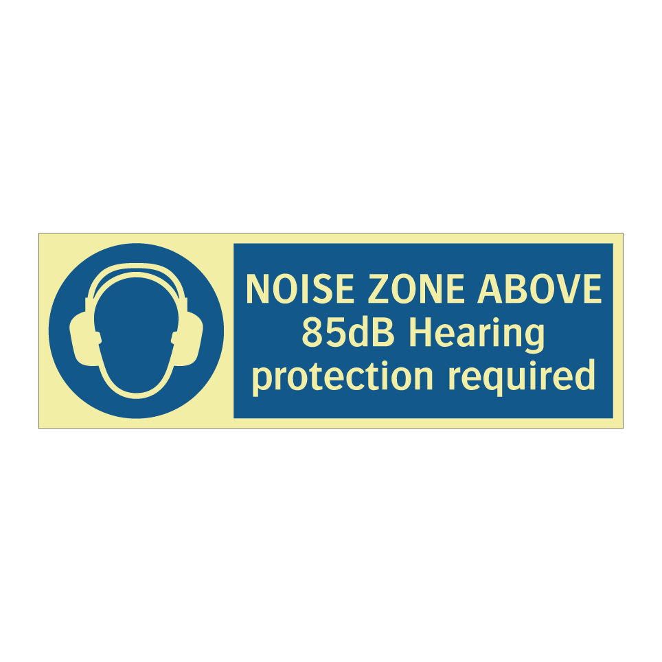 NOISE ZONE ABOVE 85dB Hearing protection required