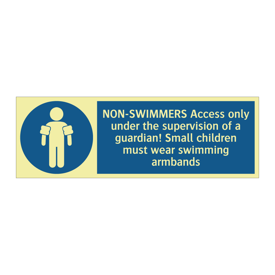 NON-SWIMMERS Access only under the supervision of a guardian! Small children must wear swimming armbands