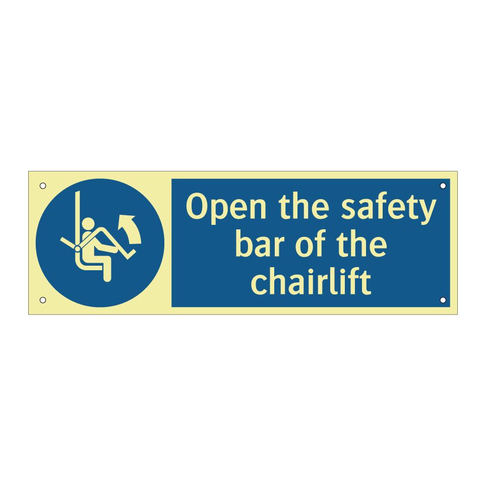 Open the safety bar of the chairlift