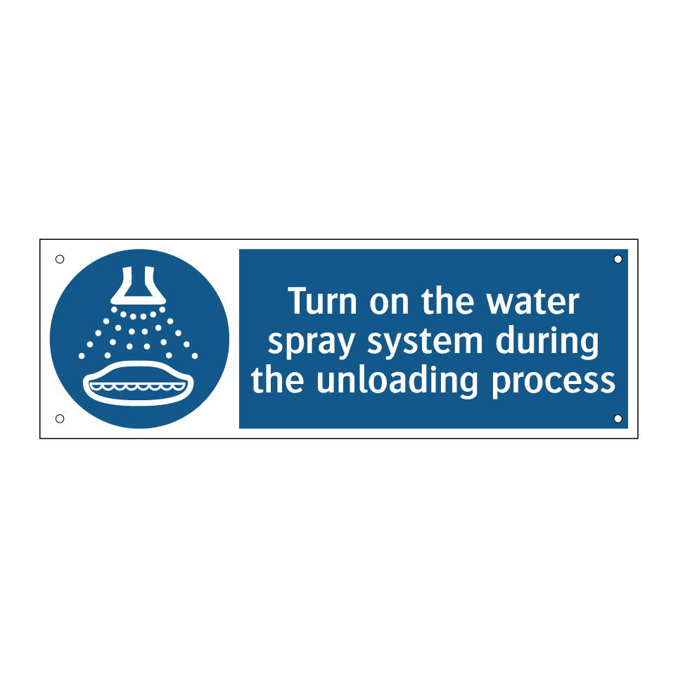 Turn on the water spray system during the unloading process