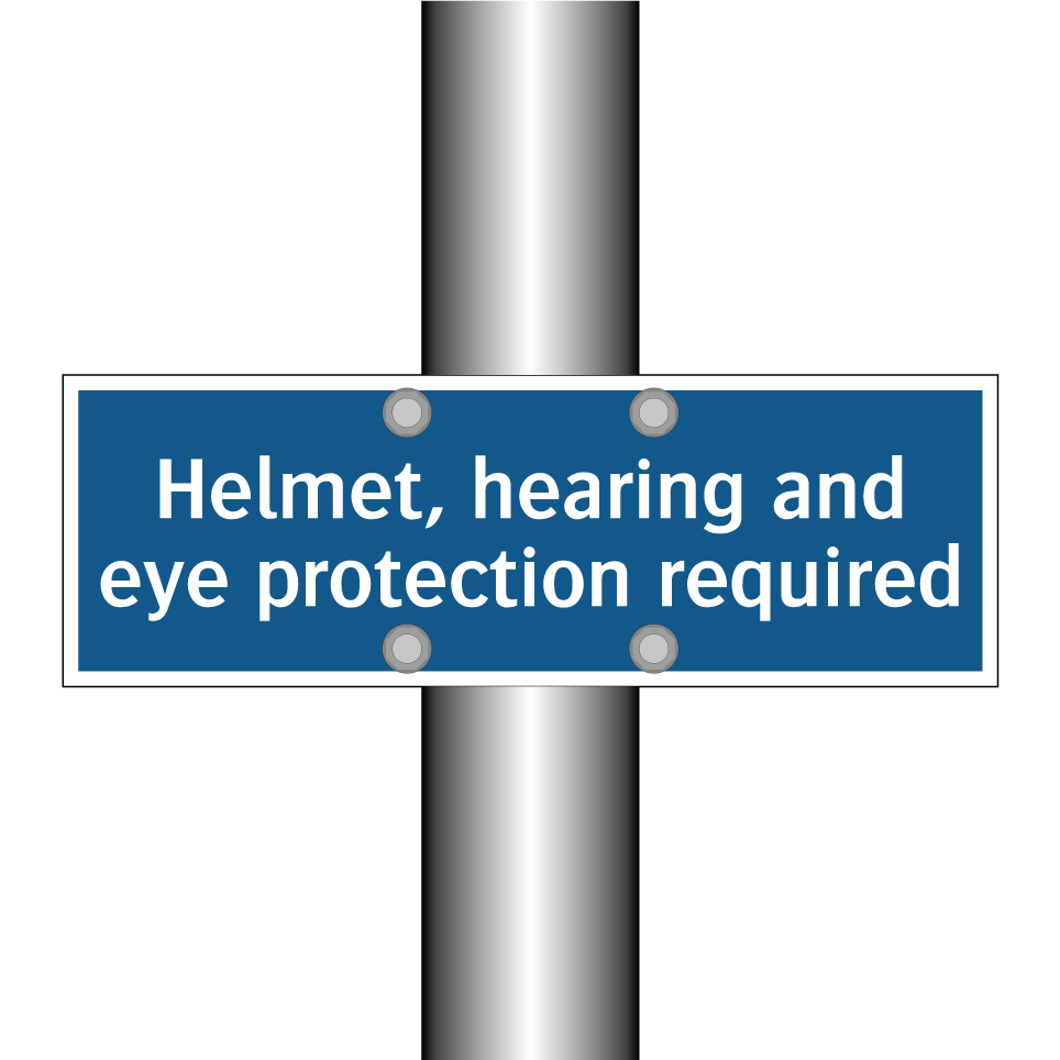 Helmet, hearing and eye protection required