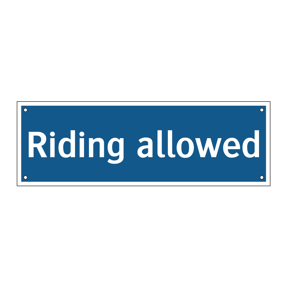 Riding allowed