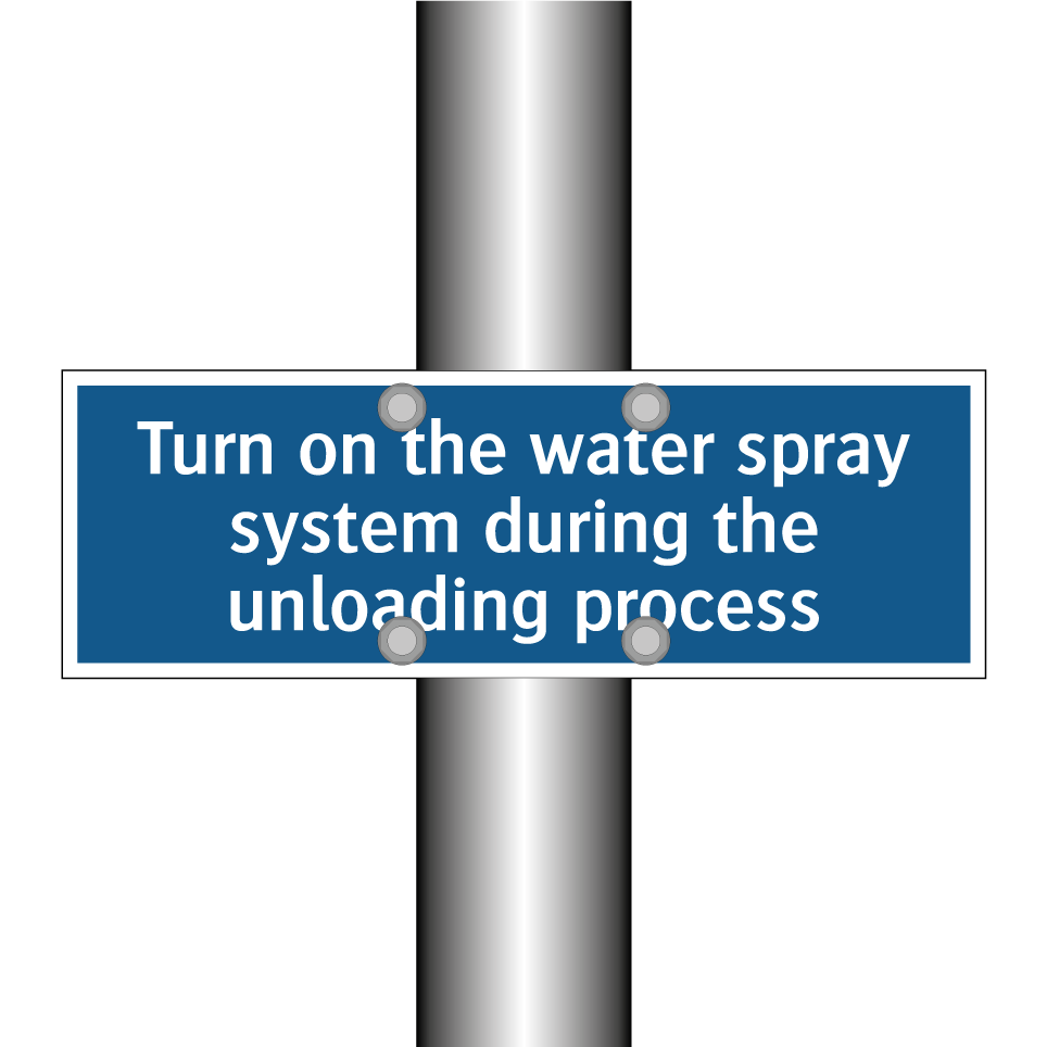 Turn on the water spray system during the unloading process