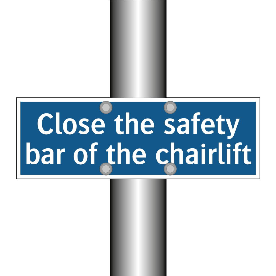 Close the safety bar of the chairlift