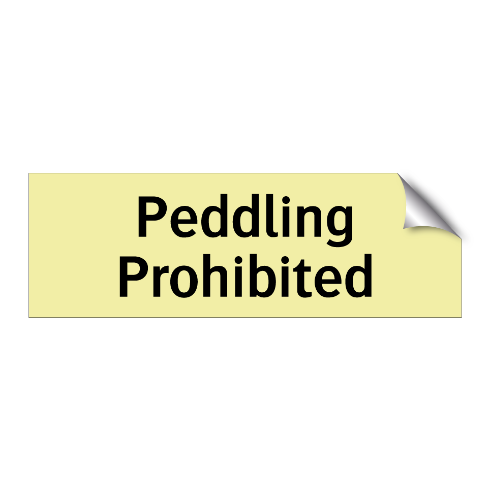 Peddling Prohibited