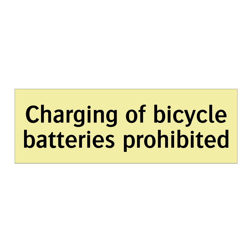 Charging of bicycle batteries prohibited