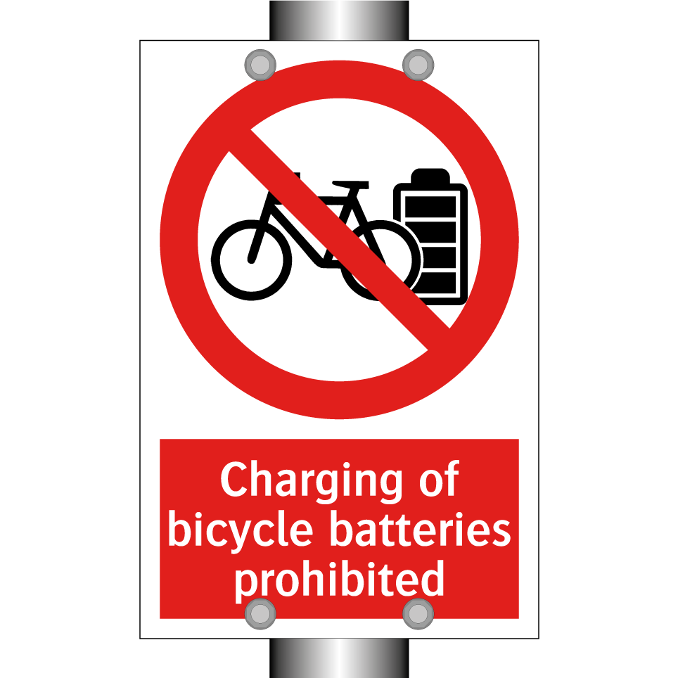 Charging of bicycle batteries prohibited