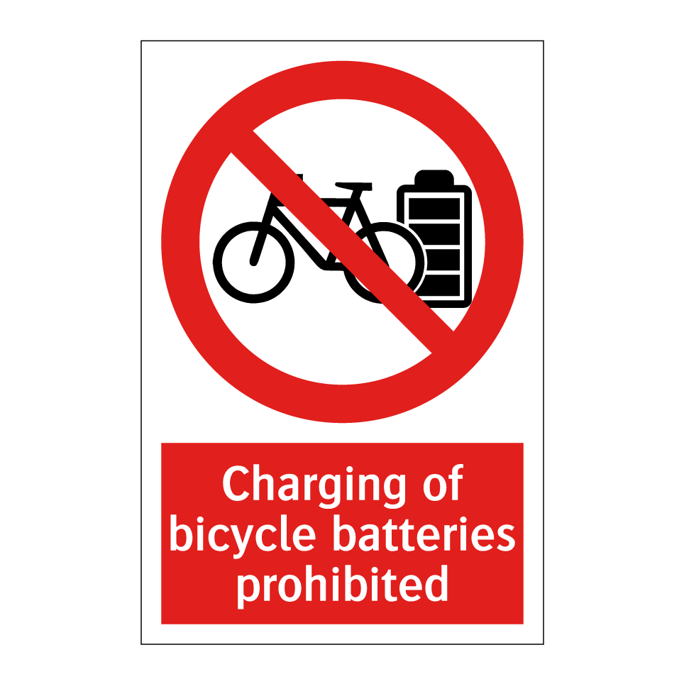 Charging of bicycle batteries prohibited