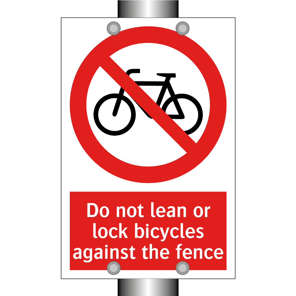 Do not lean or lock bicycles against the fence