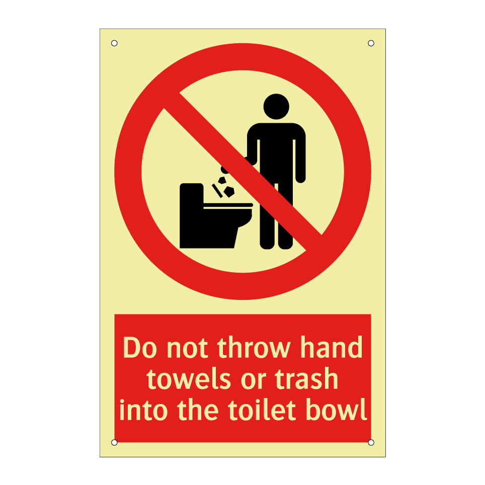 Do not throw hand towels or trash into the toilet bowl