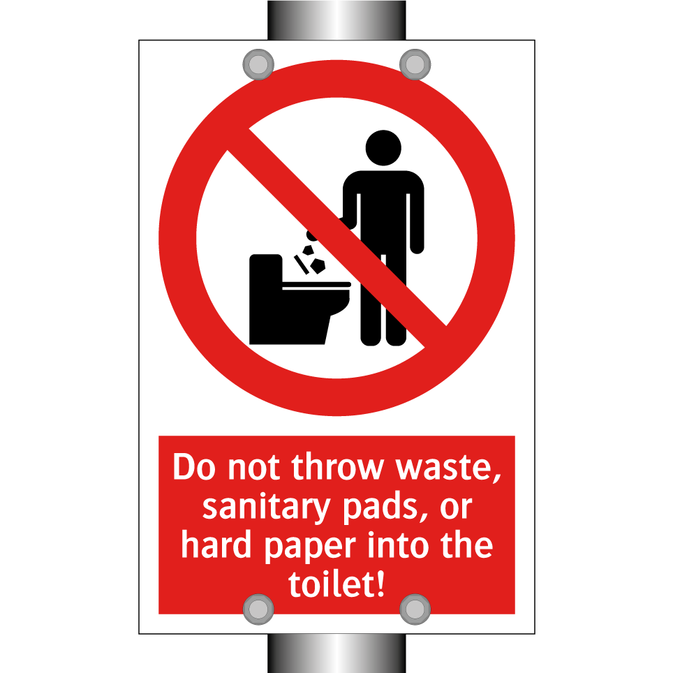 Do not throw waste, sanitary pads, or hard paper into the toilet!