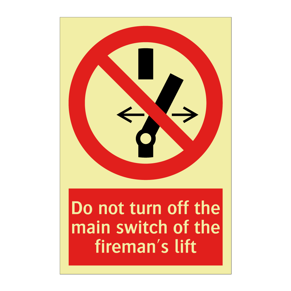 Do not turn off the main switch of the fireman's lift