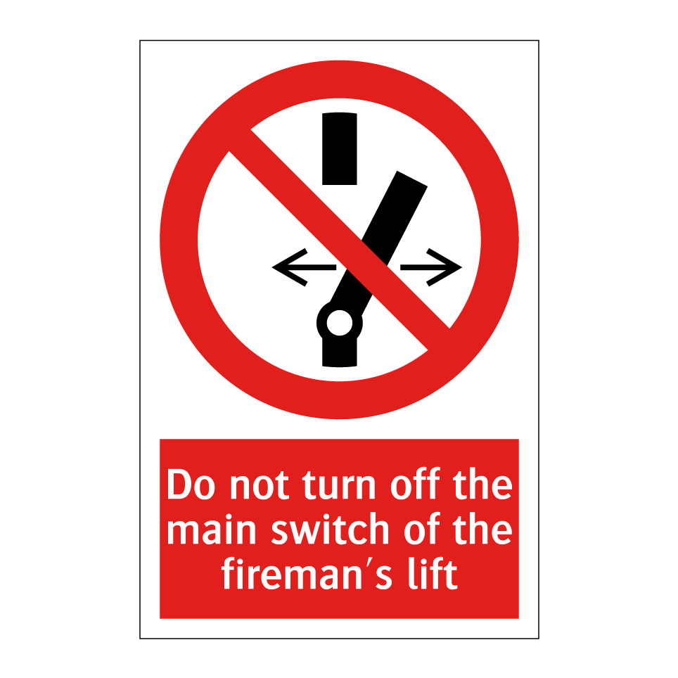 Do not turn off the main switch of the fireman's lift