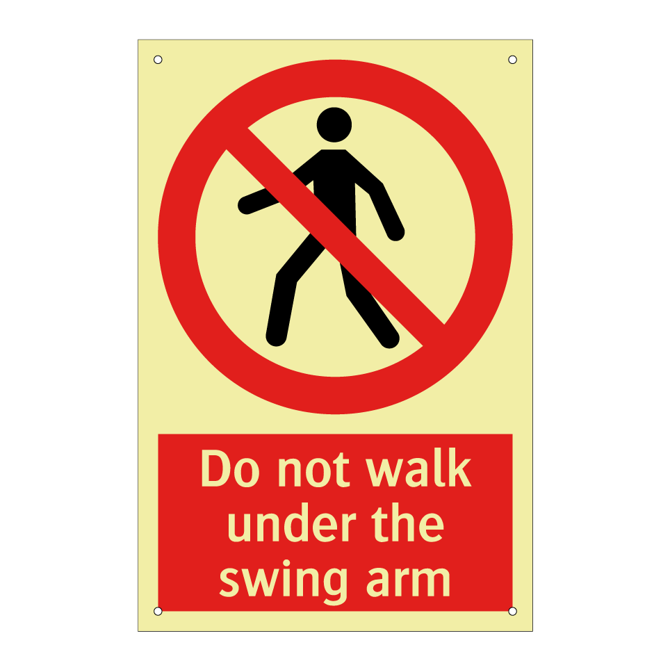 Do not walk under the swing arm