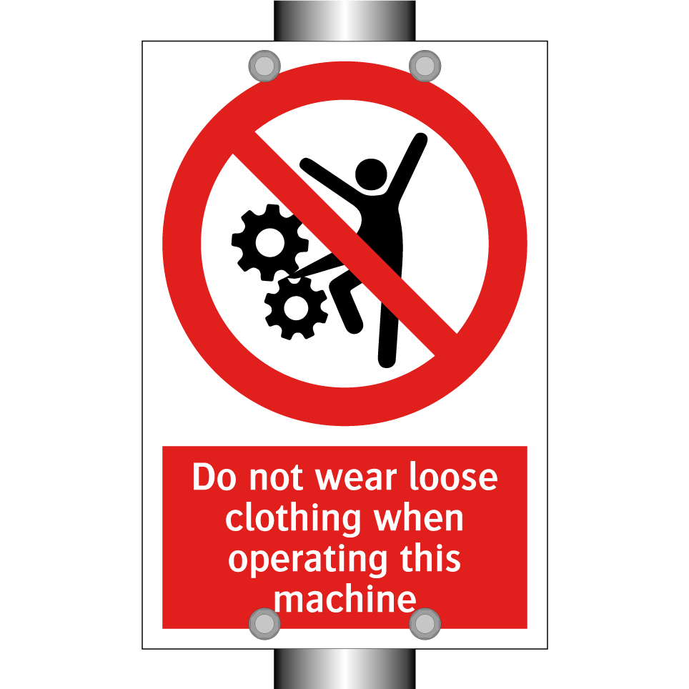 Do not wear loose clothing when operating this machine