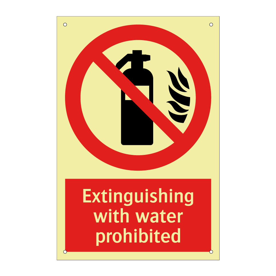 Extinguishing with water prohibited