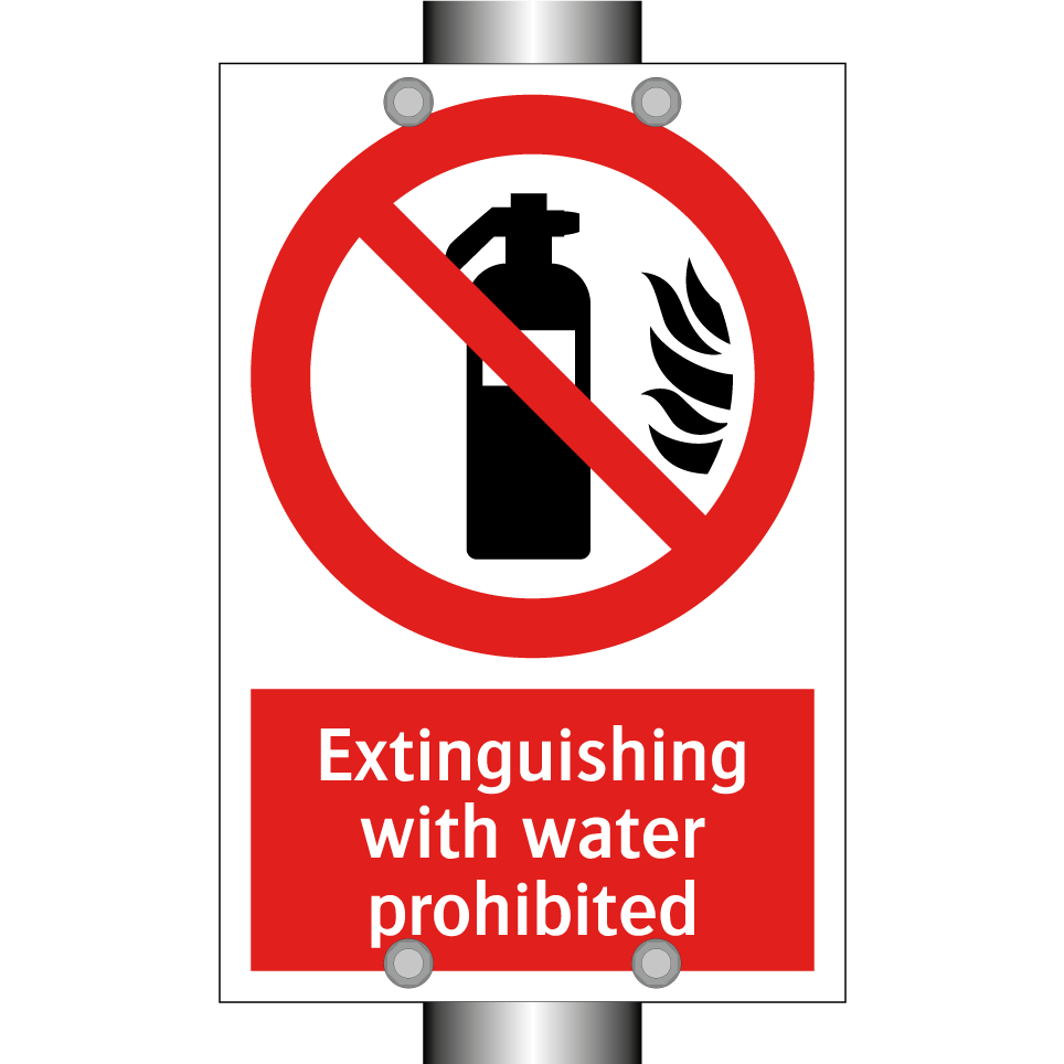 Extinguishing with water prohibited