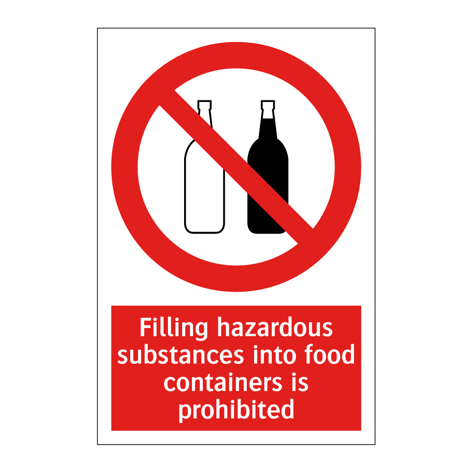 Filling hazardous substances into food containers is prohibited