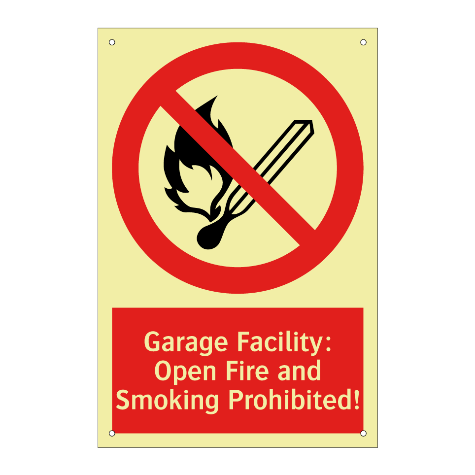 Garage Facility: Open Fire and Smoking Prohibited!
