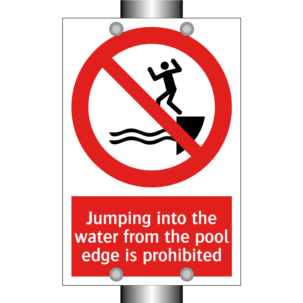 Jumping into the water from the pool edge is prohibited