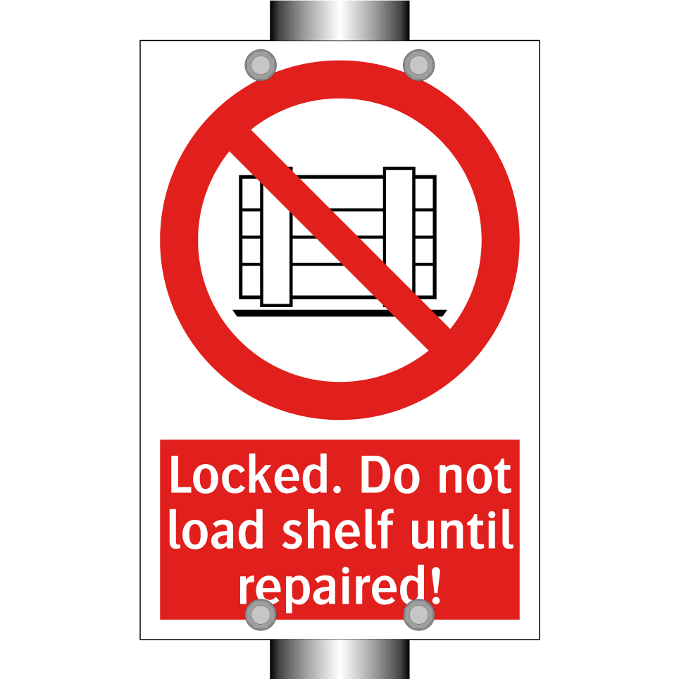 Locked. Do not load shelf until repaired!