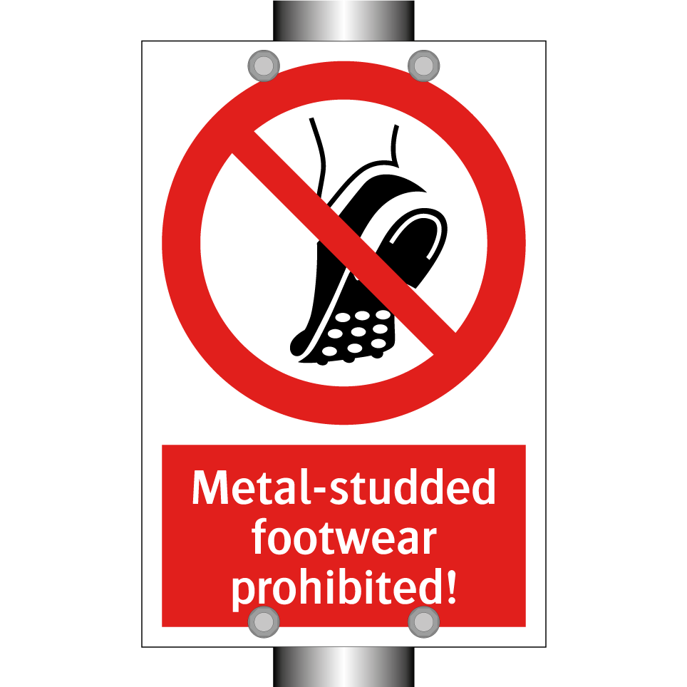 Metal-studded footwear prohibited!