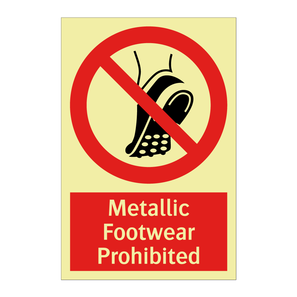 Metallic Footwear Prohibited