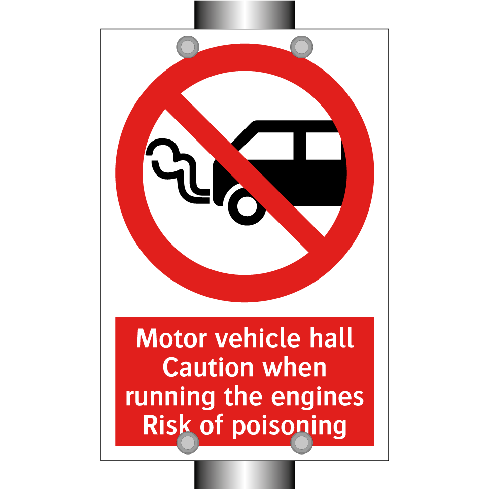 Motor vehicle hall Caution when running the engines Risk of poisoning