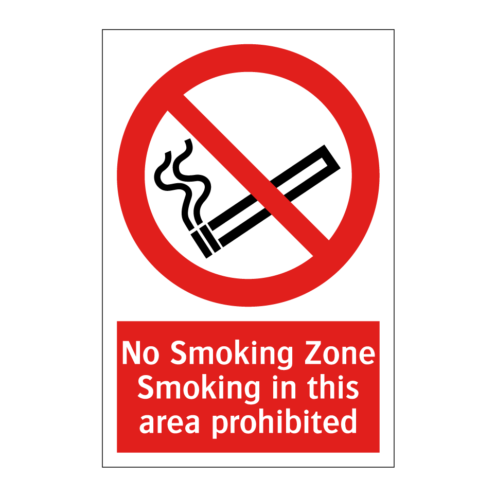 No Smoking Zone Smoking in this area prohibited