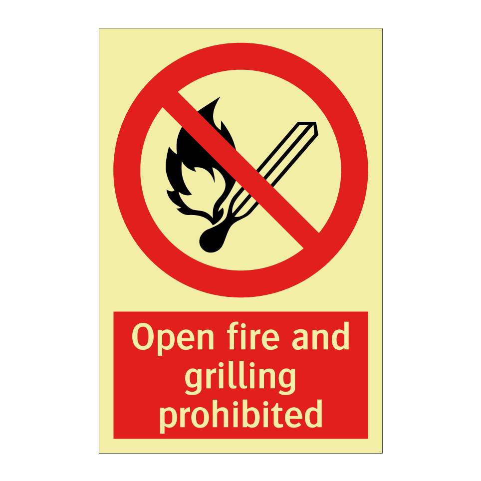 Open fire and grilling prohibited