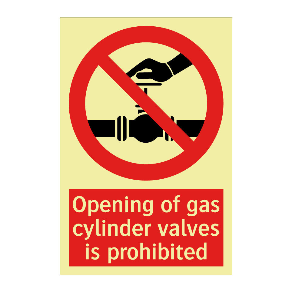 Opening of gas cylinder valves is prohibited