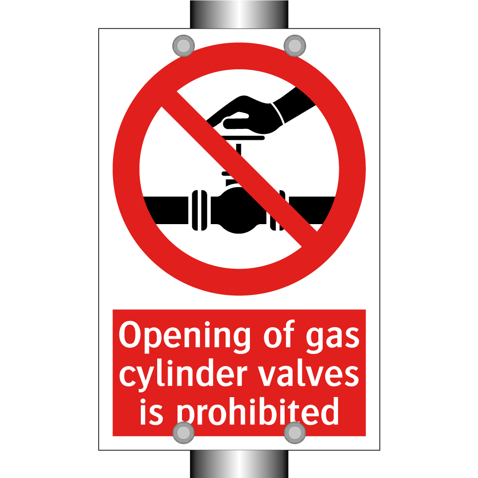 Opening of gas cylinder valves is prohibited