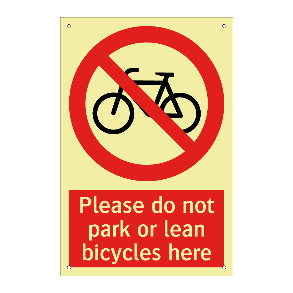 Please do not park or lean bicycles here
