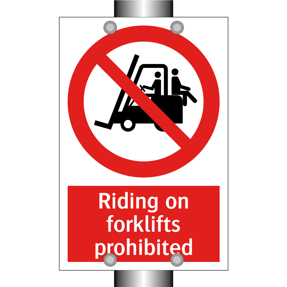 Riding on forklifts prohibited